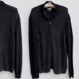 Calvin Klein Gray and Black Knit Full ZipSweater Jacket sz Large